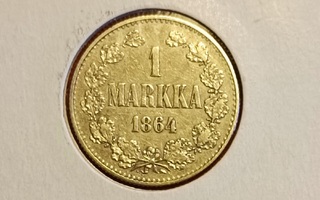 1 markka 1864  uusi rihlaus Finland Silver harvinainen vuosi