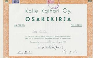 1939 Kalle Kaihari Oy, Tampere osakekirja
