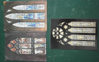 3 kpl. Skotlanti kirkkojen lasimaalaus ikkunoita