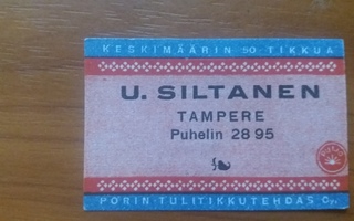 TT ETIKETTI - TAMPERE U.SILTANEN K1 S55