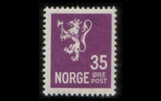 Norja 167 ** Käyttösarja leijona 35 öre violetti (1934)