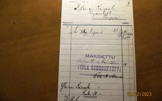 1918 Tampere Rohdoskauppa lasku