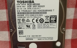 TOSIBA kovalevy 500GB,kannettavaan tietokoneeseen.