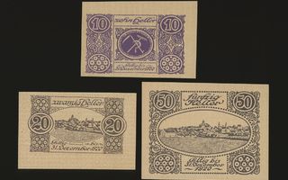 Itävalta Notgeld 10, 20, 50 Heller, Thanstetten 1920