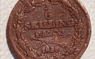 Ruotsi 1/6 skilling banco 1838