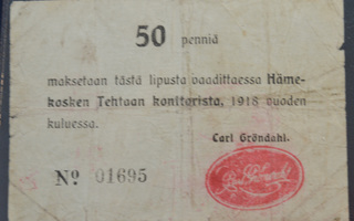 50p 1918 Hämeenkosken tehtaat