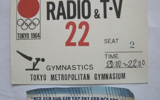VANHA Pääsylippu Tokyo Olympia 1964 Lehdistö Voimistelu