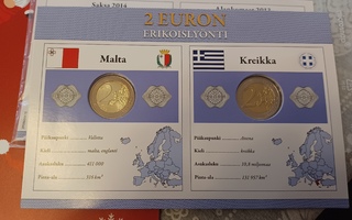 2€ 2013 Kreikka ja Malta Monetan erikois 2€-sarkaa UNC (HI)