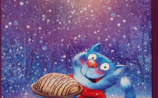 Irina Zeniuk sininen kissa luistelemassa lumisateessa