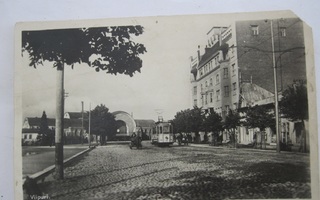 VANHA Postikortti Viipuri Rautatie Asema Raitiovaunu 1929