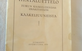 v.1935 Hintaluettelo Turun Kaakelitehdas