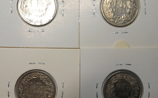 Switzerland. 1 franc 1968, 1978, 1979, 1983. 4 kolikkoa.