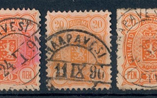 Haapavesi Finland 3merkkiä 1890-1893 PK180