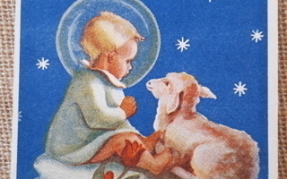 Laura Järvinen kortti, tähtitaivas, lapsi ja lammas, v. 35?