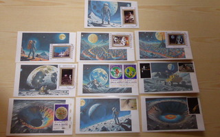 10 erilaista avaruus kuorta Apollo postimerkeillä
