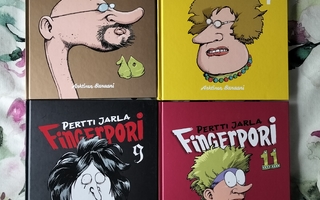 Pertti Jarlan kovakantisia Fingerpori-albumeita 7,9,10,11