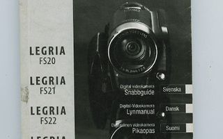 CANON LEGERIA FS20 digitaalinen videokamera Pikaopas