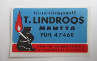 TT ETIKETTI -  MÄNTTÄ T.LINDROOS  T-0098