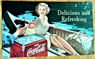 Metallinen Coca Cola mainostaulu 50 x 30 cm