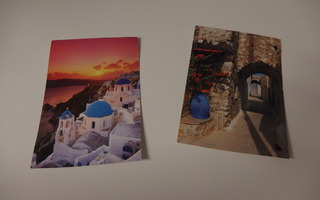 2 kpl postikortteja , Kreikka + postimerkit 2001 ja 2004