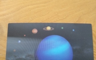 Avaruusaiheinen postikortti 3 D kolmiulotteinen