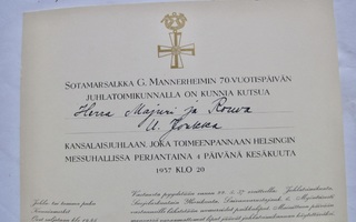 VANHA Kutsu Mannerheim 70-v. Kansalaisjuhla 1937