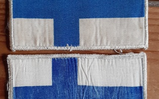 Suomen lippu vintage kangasmerkkejä kaksi kappaletta