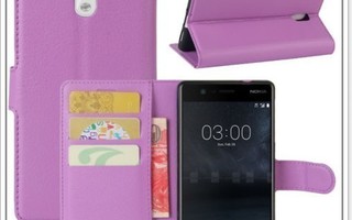 Nokia 3 - Violetti lompakkokuori & suojakalvo #23356