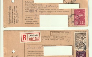 Kenttäpostipaketin osoitekortteja 4 kpl vuodelta 1947