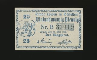 Saksa Notgeld 25 Pfennig, Löwen 21.5.1920