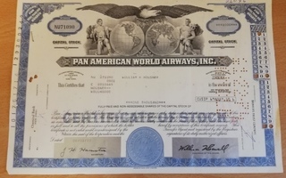 Pan American World airways Osakekirja Pan Am 1973