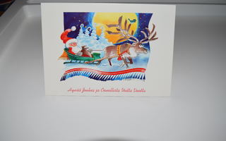 postikortti (A) omppu omenamäki joulupukki ja poro reki