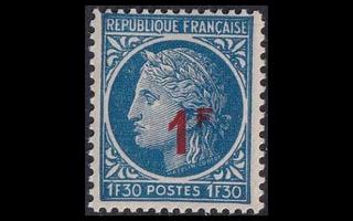 Ranska 807 ** Ceres 1 / 1.30 Fr päällepainama (1947)