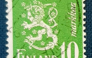 1942 m/-30  Leijonamerkki vihreä 10 mk, Lape399 o