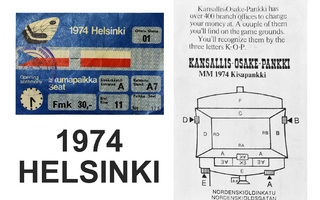JÄÄKIEKON MM-KISAT HELSINKI 1974 KÄYTETTY LIPPU - EI PK