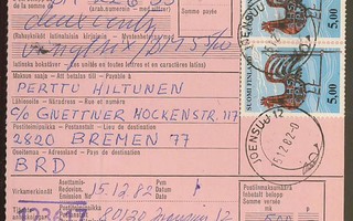 1977 5 mk viirikukko pari postiosoitus Saksaan