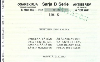 1983 G.A.Serlachius Oy, Mänttä pörssi osake om Urho Kekkonen