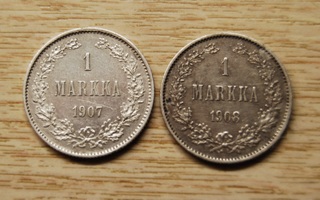 1 Markka 1907,1908 Hopeaa, Suomi