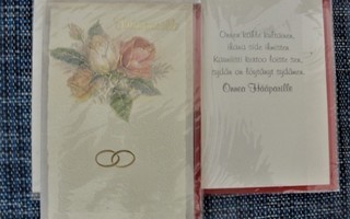 2-OSAINEN kortti -  hääparille + 2 ruusua yhdessä