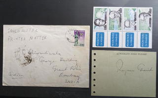 NOBELISTI Gagnar Granitin kirje + AUTOGRAFI Intiaan 1968
