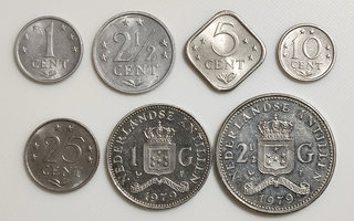 Antillit 1, 2 1/2, 5, 10, 25 Cent, 1, 2 1/2 Gulden 1979