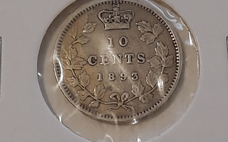 Kanada 10 cent 1893 hopeaa