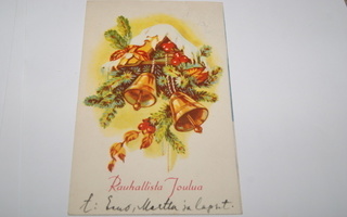 1950-luvun joulukortti, kulkenut Hämeenlinnaan