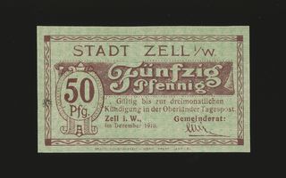 Saksa Notgeld 50 Pfg, Zell i. W. 1918