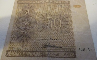 Seteli 50 mk Litt. A 1945 Suomen Pankki B9046177