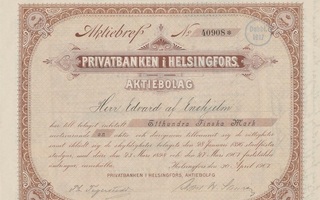 OKK 1907 Privatbanken i Helsingfors Ab, Helsinki osakekirja