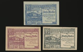 Itävalta Notgeld 10, 20, 50 Heller, Manglburg 1920