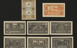 Saksa Notgeld 10, 25, 6 x 50 Pfg Hoym 1921