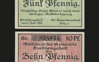 Saksa Notgeld 5, 10 Pfg, Stadtlengsfeld 1.7.1917