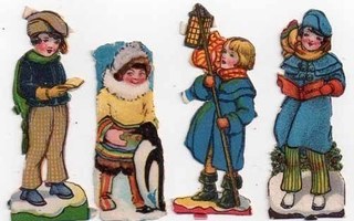 WANHA / Lämpimästi pukeutuneita lapsia talvella. 1930-l.